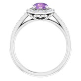 Sterling Silver Natural Amethyst & 1/3 CTW Natural Diamond Ring